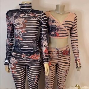 Striped Dragon Print Leggings